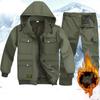 Men's Set Snow Warmer Thickened Set Plus Size Sports Suit Hooded Jacket + Pants 2-piece Set