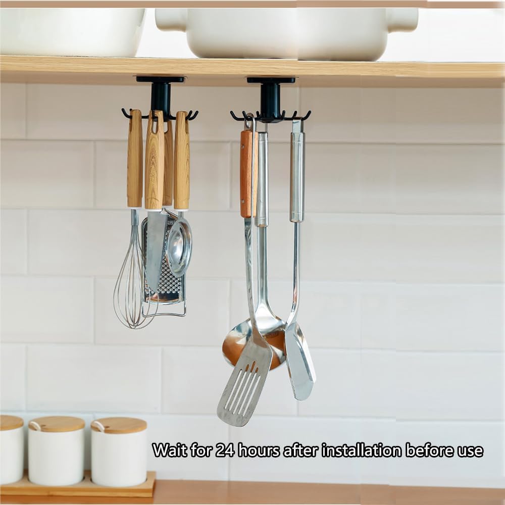 4 Pieces Traceless Adhesive for 360°Rotating Kitchen Utensil Hooks,360° Rotating Kitchen Utensil Hook Accessories,Self-Adhesive Accessories for