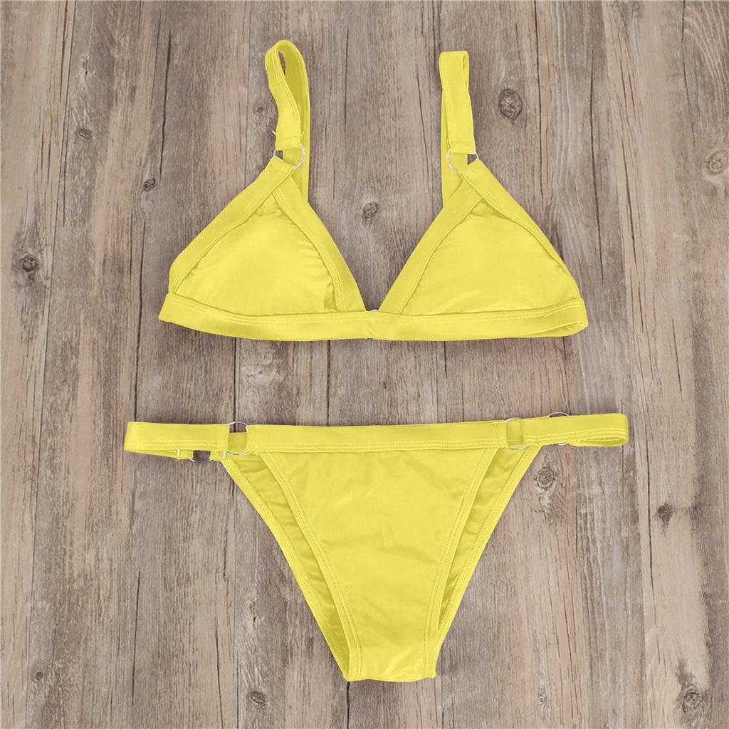 Женский сексуальный модный обтягивающий бикини сплошной цвет из двух частей разделенный купальник