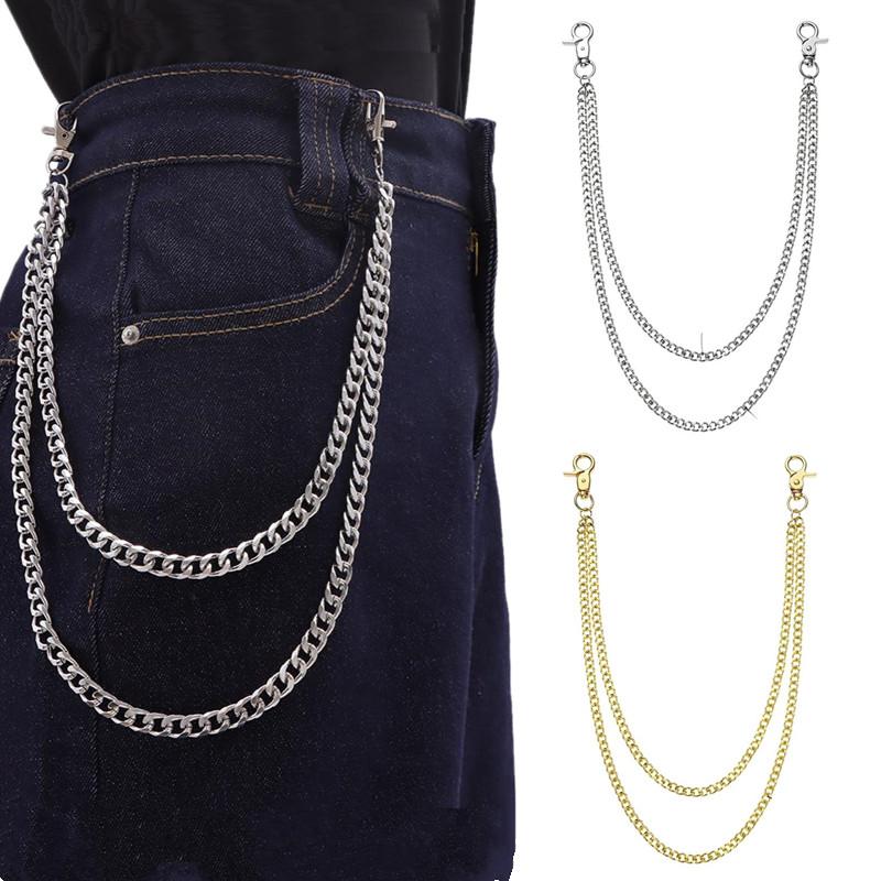 Punk Unisex Waist Chain Lightweight Long Pocket Keychain for School Student Daily Carry Anti-lost Accessory