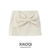 Fashion Style 2024 Autumn New Women's Clothing Bowknot Decoration Silk Satin Texture Mini Skirt 1255503