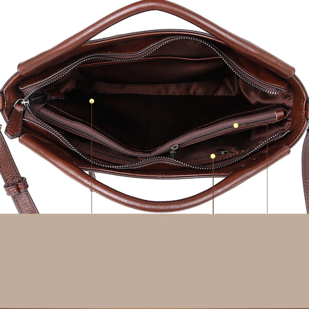 First Layer Cowhide Tote Large Capacity Rose Bag Vintage Tote Bag