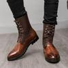 38-48 Denim Boots Men Brown Spliced High Cut Lace Up Business Fashionable High-quality Chelsea Boots Outdoor Training Boots