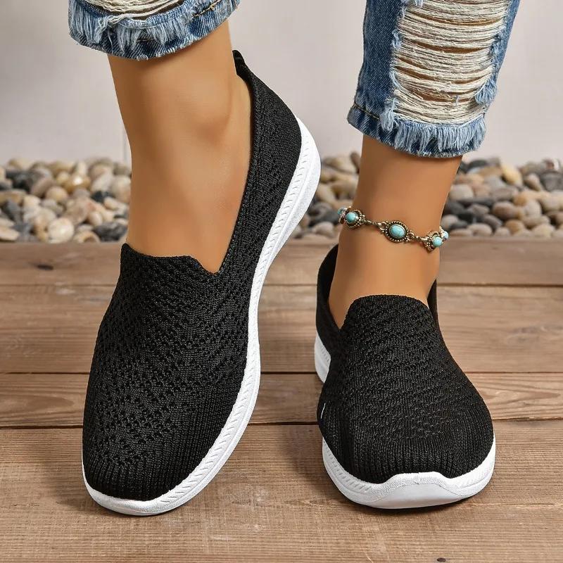 Модная женская обувь 2024 года, высококачественные женские туфли из вулканизированной кожи с неглубокой подошвой, модная женская повседневная обувь с круглым носком, новые легкие сетчатые кроссовки