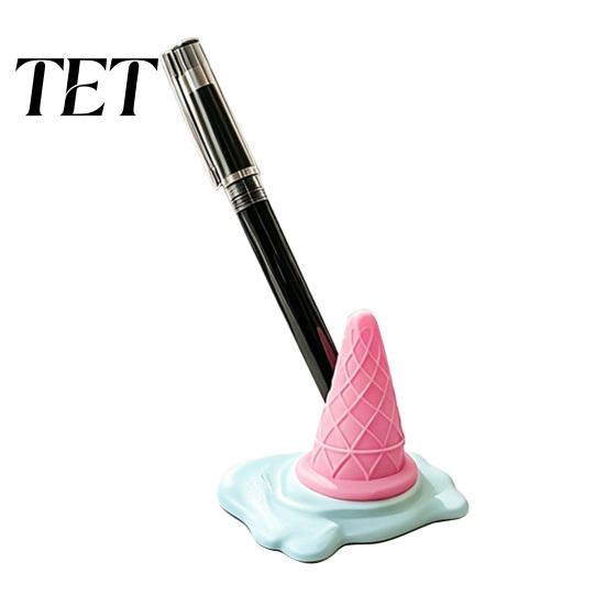 Personalized Office Supplies 3D Printed Melting Ice Cream Pen Holder, Novelty Cone Desk Desktop Accessories Stand, Funny Organizer, Decorative