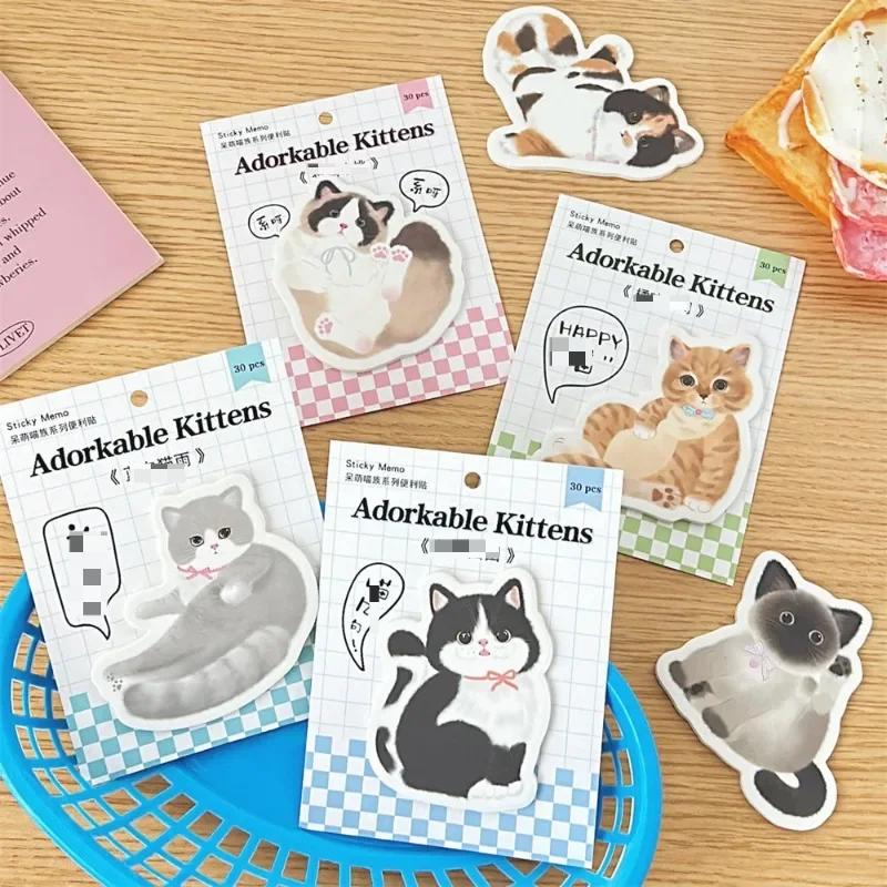 30 листов милый мультяшный котенок блокнот милый аниме кот скрапбукинг блокнот портативный канцелярский блокнот кавайный липкий блокнот