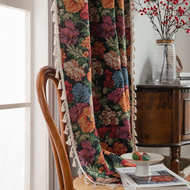 Цветочные шторы Haute Couture - Шелковый жаккард с металлическими нитями | Светорассеивающие занавески для кухонь в пентхаусах и панорамных окон