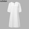 VONDA Женские летние кружевные платья с круглым вырезом и короткими рукавами