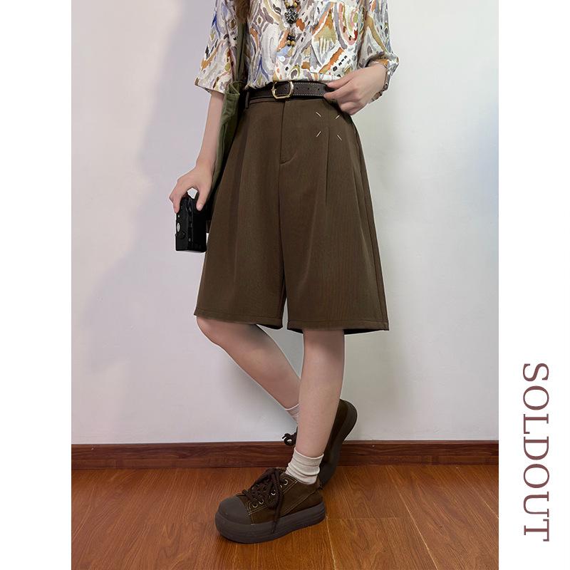 Men's Retro Brown Wide-Leg Sweatpants - Loose Straight Drape for Spring & Autumn