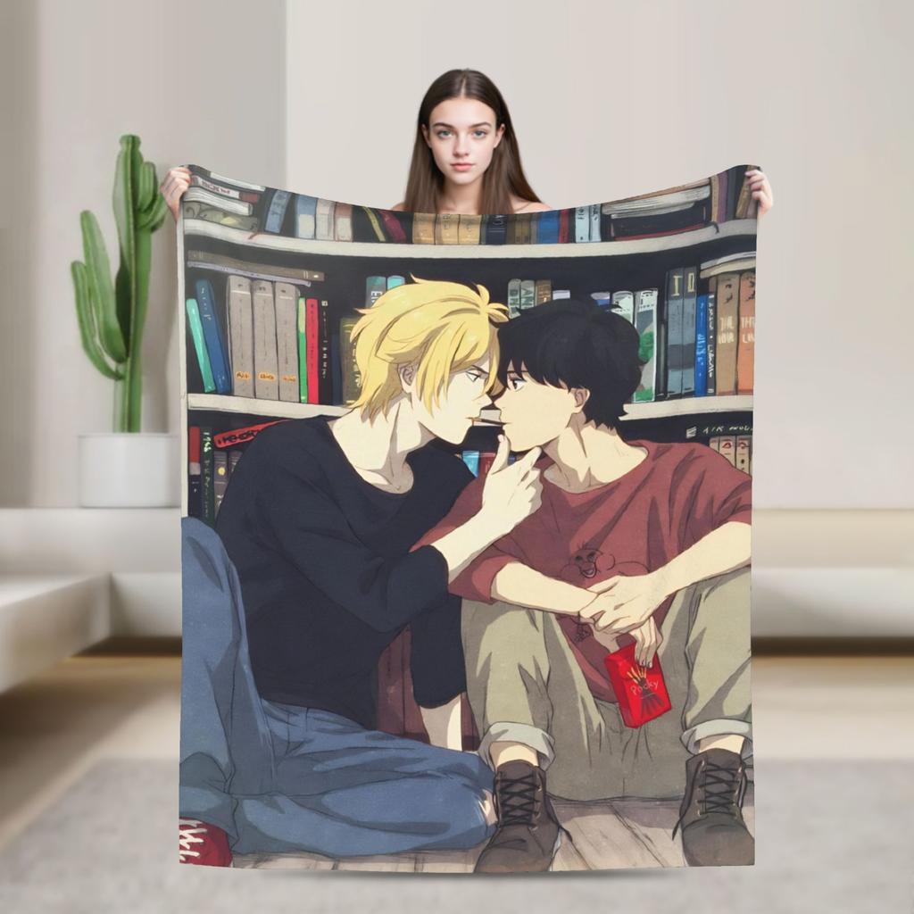 Banana Fish Anime Throw Blanket for Couch  Soft Fuzzy Plush Blanket 50x60 Inch Multiple Sizes Bedspreads for All Seasons