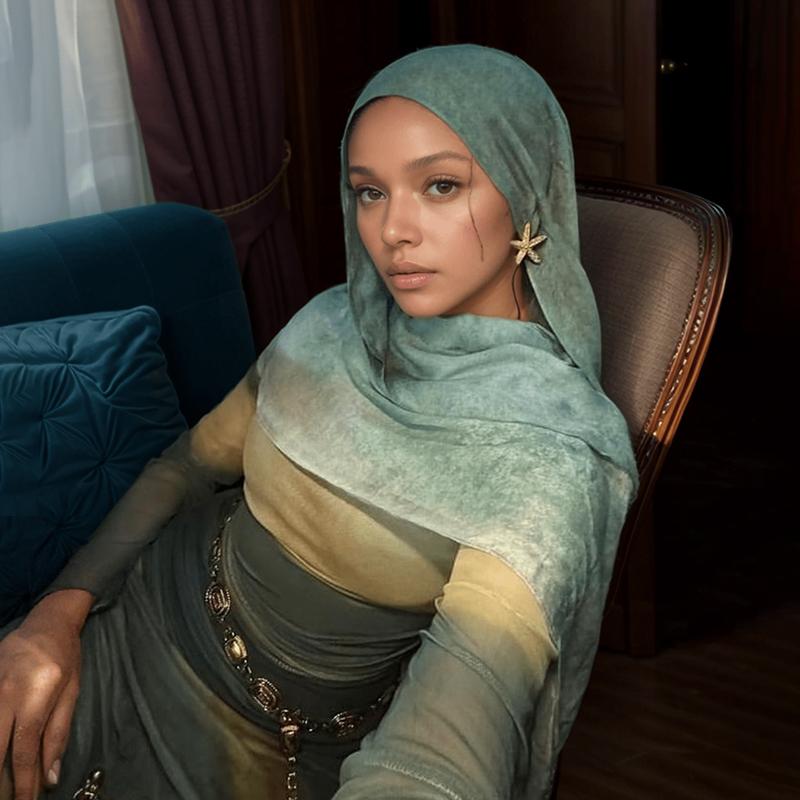 Роскошный Рамадан Новый Акварельный Принт Хиджаба Женский Бохо Мягкий Мусульманский Хиджаб Повязка на Голову Шарф Платок Головной Платок Исламский