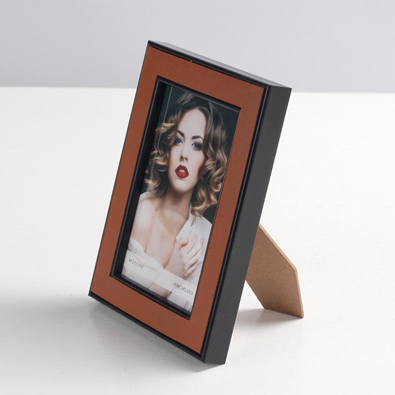 Light Luxury Leather Photo Frame Bedroom Living Room Rectangular Photo Frame Model Room European Style 6-inch 7-inch Photo Album Retro Decoration