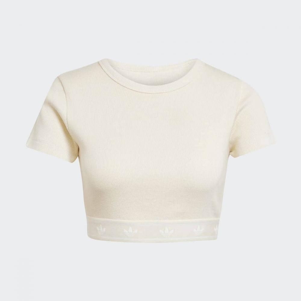 Adidas Ribbed Short Sleeve Top Crop Slim Fit Jd0040