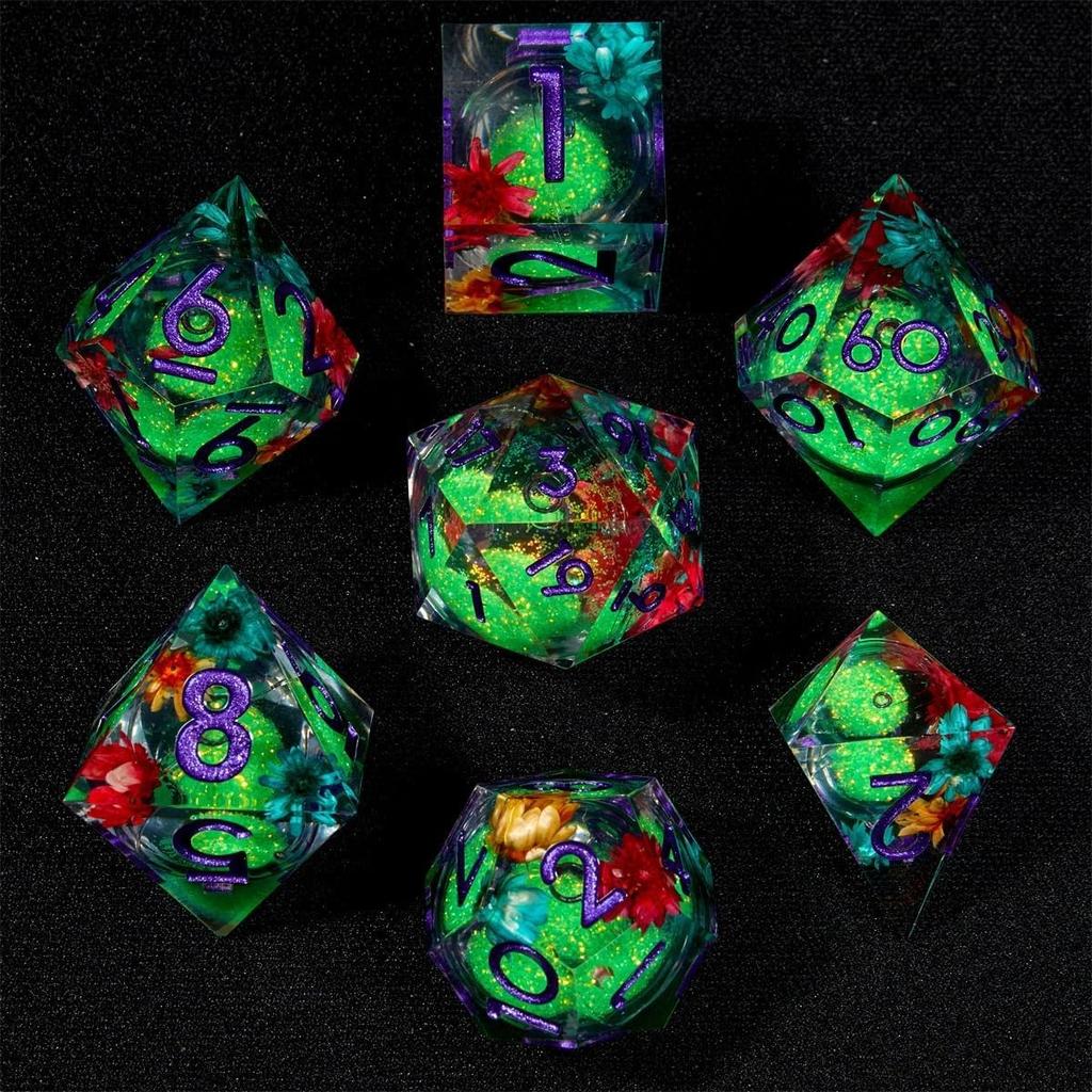 Набор игральных костей из смолы Светящийся песок, многогранные игральные кости Дракон и Подземелье, ролевая игра в стиле панк RPG Explorer MTG Pioneer Game Набор игральных костей DND
