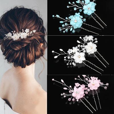 2 шт. Updo плетеные волосы головной убор ручной работы с цветком Niang аксессуары жемчужная вилка для волос вставленная игольная шпилька