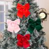 Christmas Tree Bow Pendant Velvet Bow Topper Wreaths Doors Decor Wire-Reinforced Edges