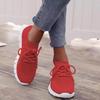 Women's Plus Size Breathable Sports Shoes Flyknit Mesh Casual Single Shoe Solid Color Front Lace Up Sponge Cake Sole Sneaker 35-43