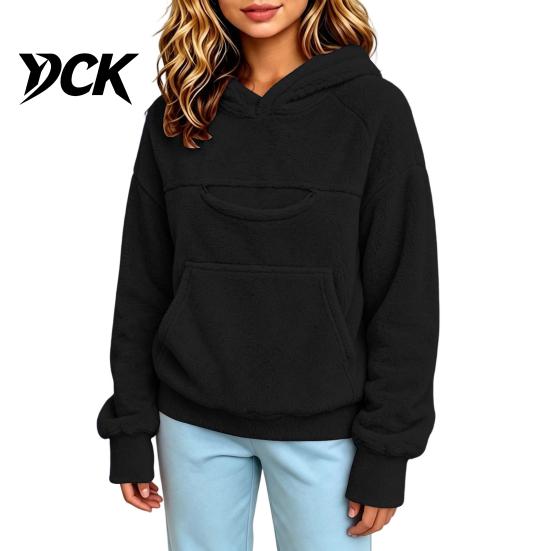 Pet Pouch Hoodie Girls Fleece with Pouch, Cat Dog Carrier Hooded Kids Pullover Top Sweatshirt, Oversized Kangaroo Pocket for Solid Color Sweatshirt