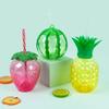 6/8pcs Plastic Pineapple/Strawberry/Watermelon Shaped Drink Cup with Straw Hawaiian Party Decoration Summer Beach Pool Juice Cup