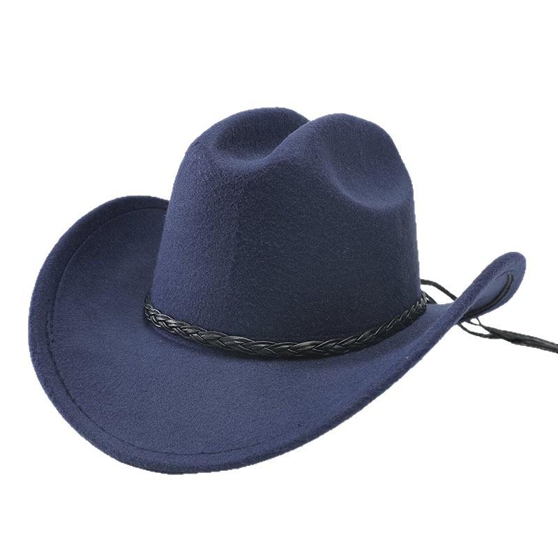 European and American men and women's crimped western cowboy hat autumn and winter new woolen hat jazz hat knight hat top hat