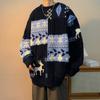 Men's Patchwork Sweater Winter Thick Trendy Couple Christmas Retro Autumn and Winter Style Boys' Sweater