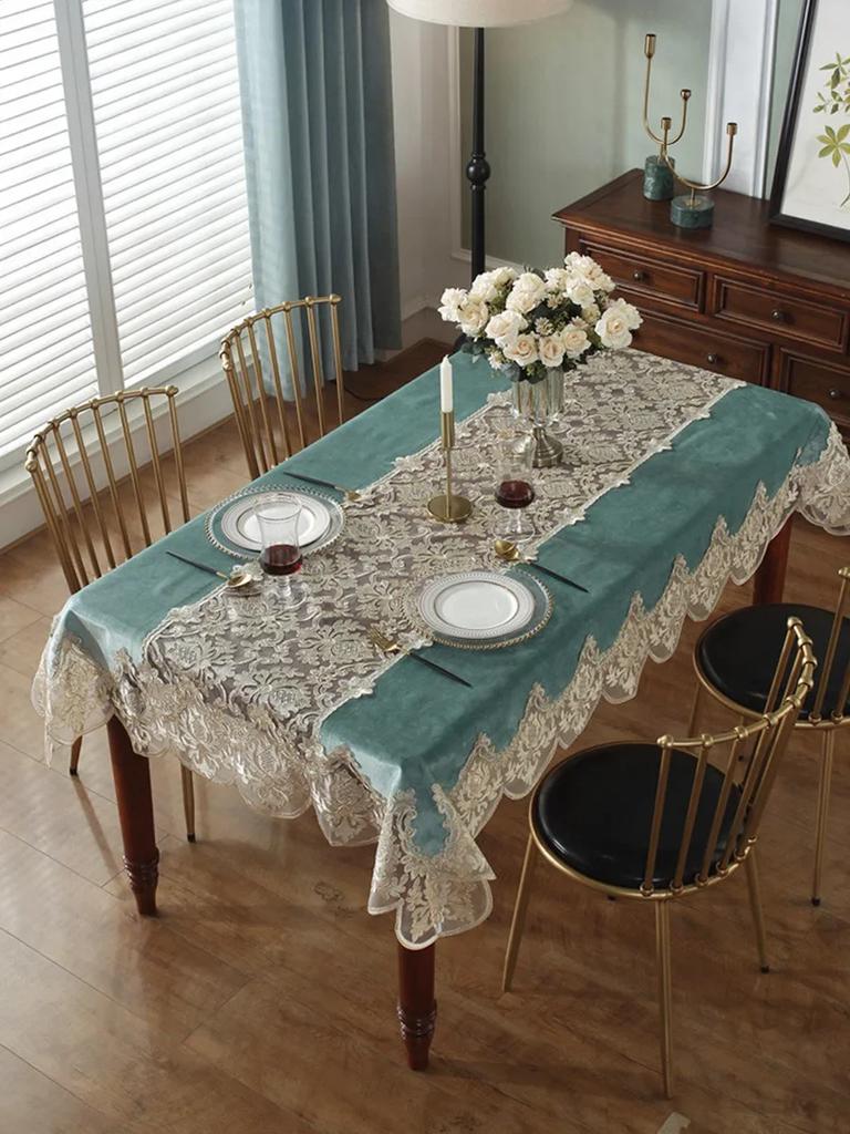 Luxury Lace Tablecloth for Living Room Bedroom Cover Table Party Table Cloth American White Embroider Table Decoration