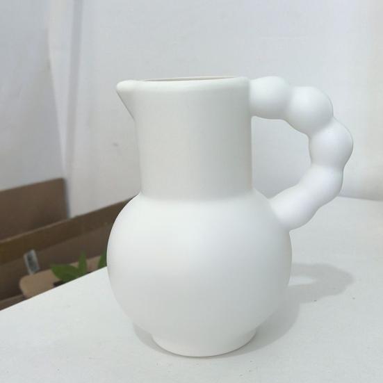 Деревенская ваза с ручкой Ретро Имитация керамической вазы Кувшин Дизайн Белая Декоративная Пластиковая ваза Гидропонный Плантатор для Фермерского дома Центральный элемент Дома