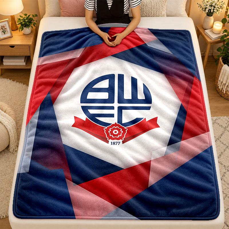 Flannel BlanketBolton Wanderers FC Warm Soft Throw Blanket for Indoor Sofa Bed Living Room Use