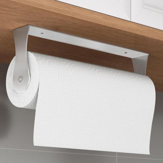 Держатель для салфеток под шкафчик Нержавеющая сталь Кухонная ванная полка Легкая установка Зажим для рулона салфеток