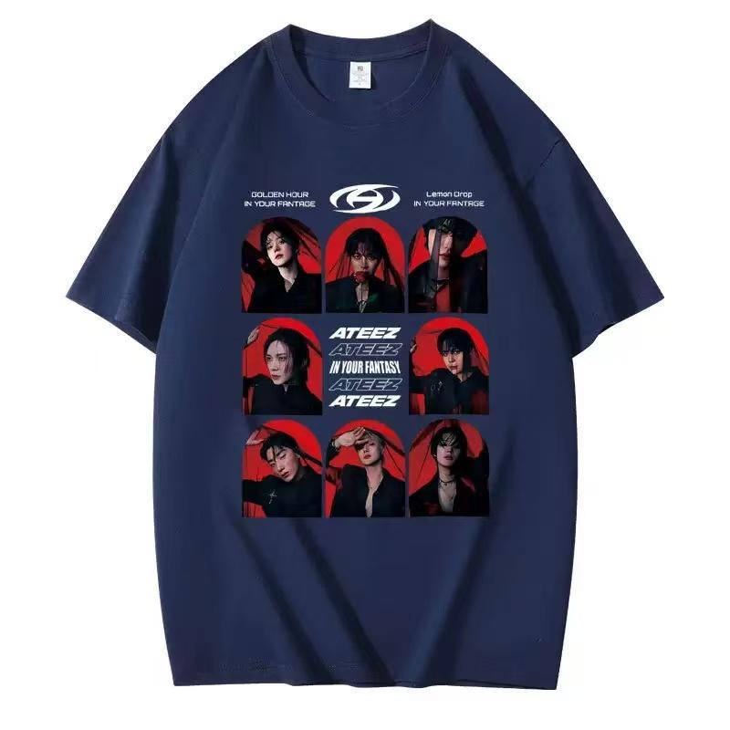 Ateez album 2025 The World tour 100 Cotton In Your Fantasy Fan support Women Tshirt kpop Short sleeve tee Y2K Unisexs tshirts