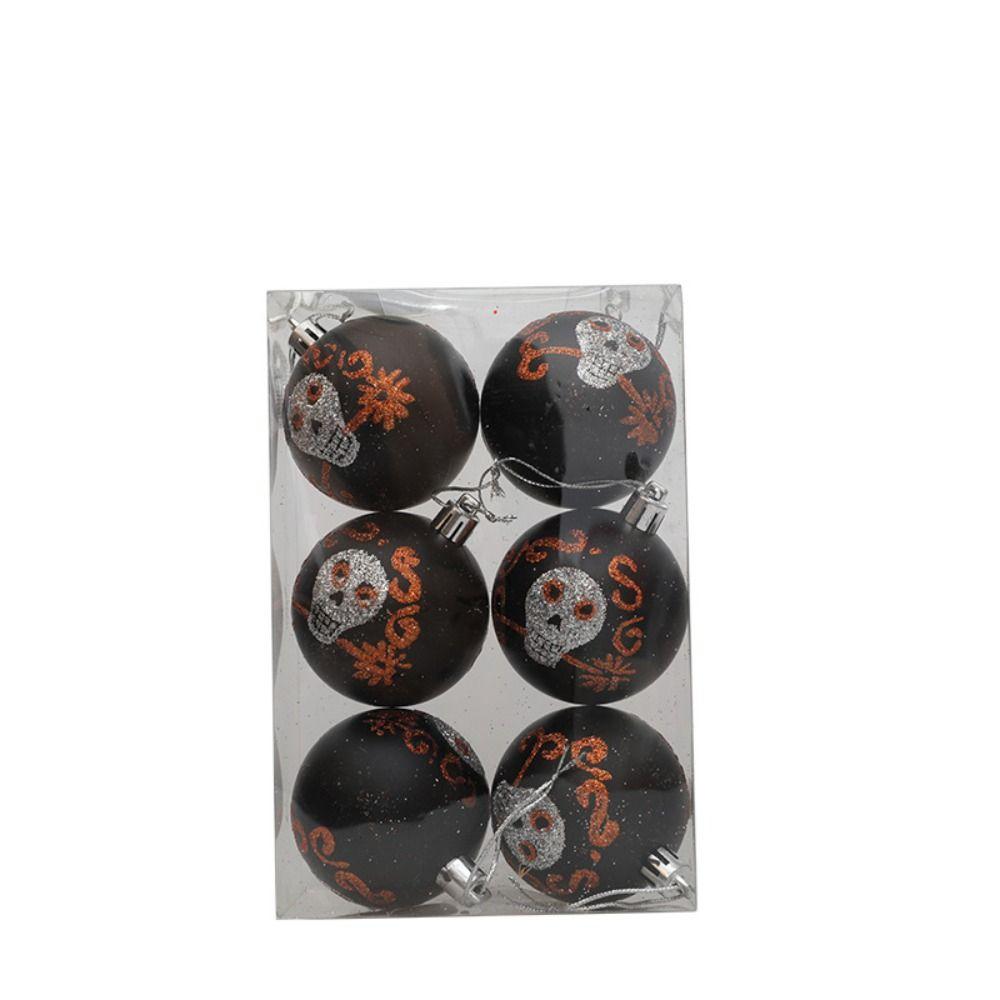 6 шт. 6 см Хэллоуинские елочные шары Пластиковое елочное украшение Новый Хэллоуин Подвесной шар для домашней вечеринки