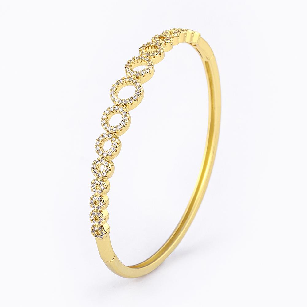 Nidin Light Luxury Simple Circles Connection Zircon Bracelet For Women Opening Bangles Wedding Jewelry Party Gift