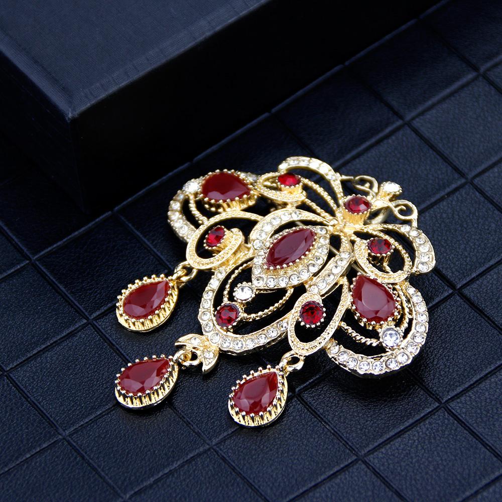 Crystal Brooches for Women Gold Color Caftan Pins
