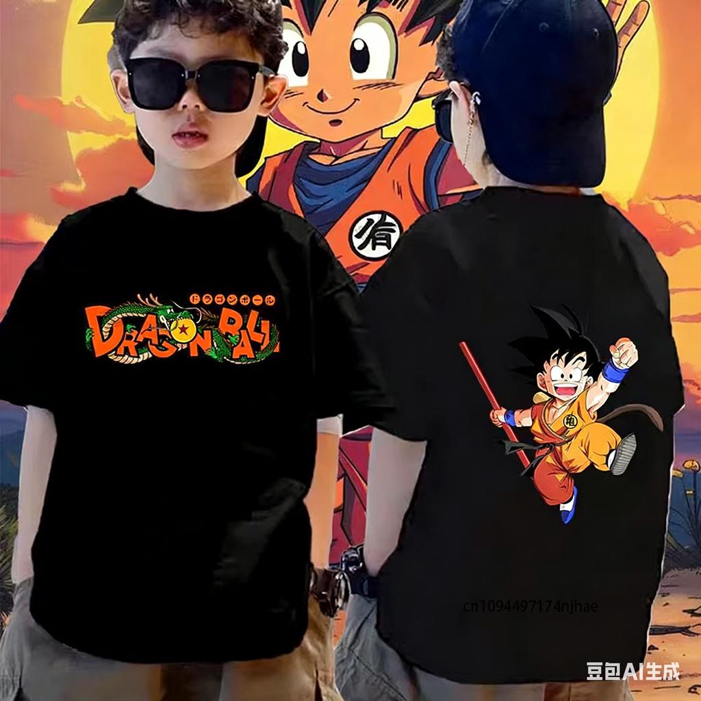 Dragon Ball 2026 Summer Cotton Master Roshi Printed Son Goku Fitness Boy Girls Tshirt Vintage Harajuku Neutral Kids Tshirt Top