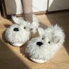 Women Cute Puppy Cotton Slippers 2025 Winter Soft Indoor Warm Slippers Woman Non-Slip Plush Soft Soled Flat Home Cotton Slippers