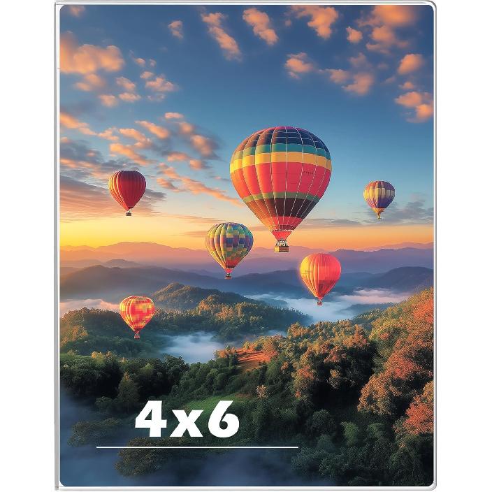 8.5 x 11 Acrylic Picture Frame, Horizontal/Vertical Clear Photo Frame for Wall with Tape, No Drilling Floating Hanging Frameless Picture Frame, Wall