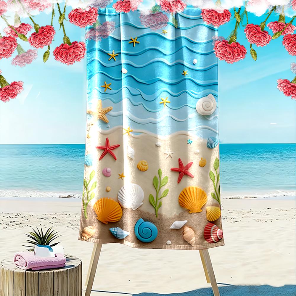 Colorful Seashell and Starfish Pattern Beach towel quick-drying for travel outdoor sports jogging beach and swimming