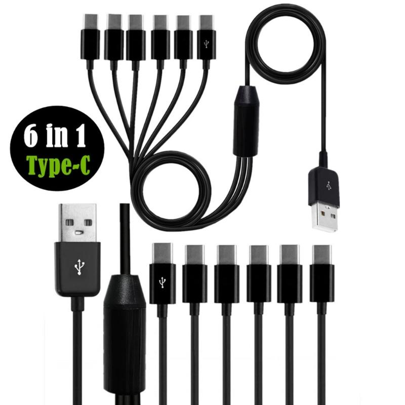 USB2.0 Тип A Мужской на 6 Тип-C UsbC Мужской Y-разветвитель Адаптер-кабель для синхронизации данных и зарядки 0,5 м/1,5 м