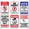 Putuo Decor No Trespassing Tin Signs Warning Plaque Metal Video Surveillance Wall Art Poster Plate Yard Iron Painting Stickers