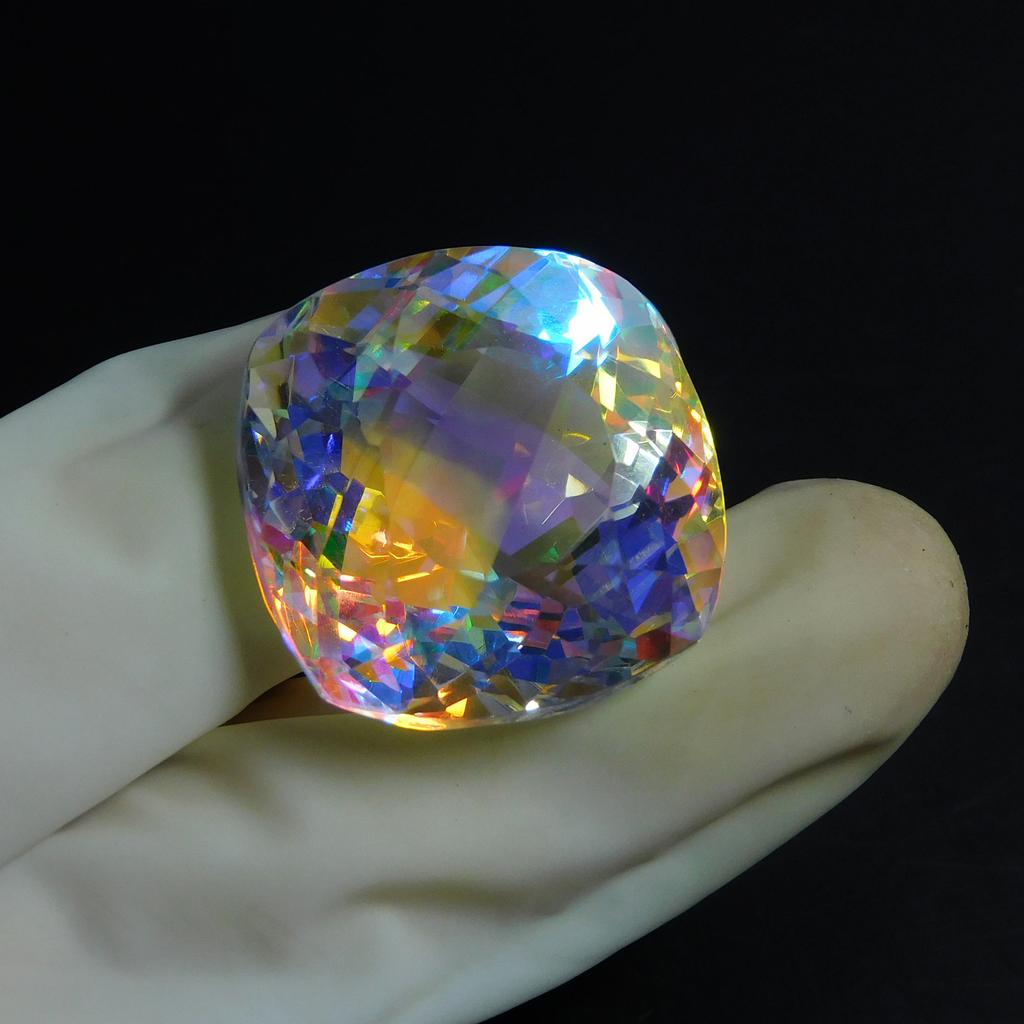 Lab-Created Rainbow Topaz Loose Gemstone 53.30 ct Mystic Square Cushion Cut for Jewelry Designs