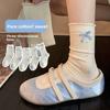 Ladies Spring and Autumn New Style Bow Embroidery Lace Mid Tube Pile Socks