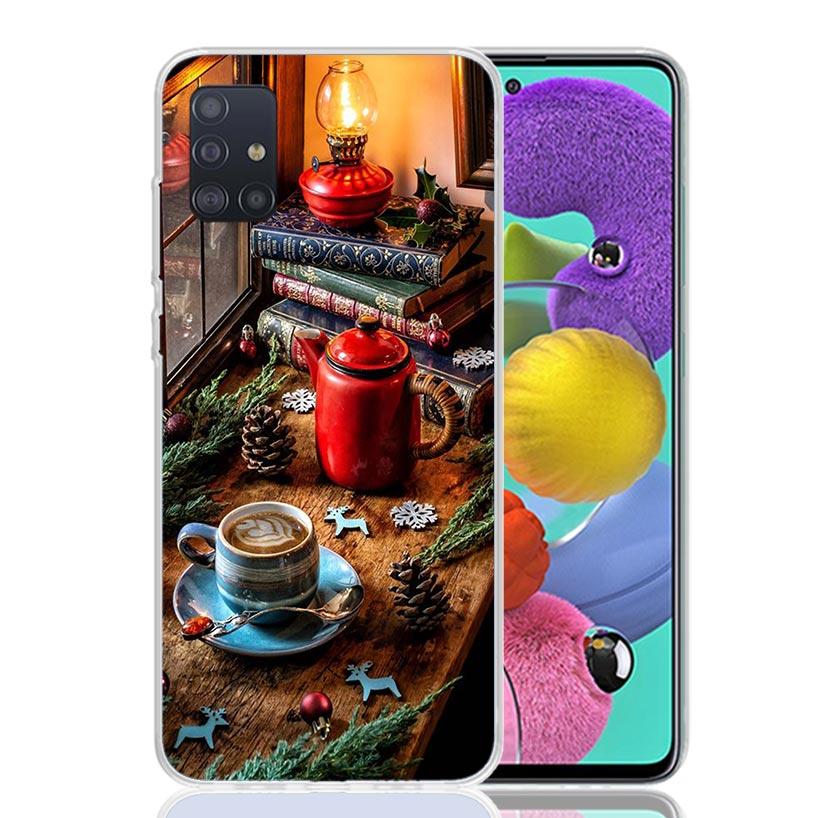 Зимняя Кофе Рождественская Чехол для Телефона Для Samsung Galaxy A52 A32 A22 A12 A02S A50S A30S A51 A31 AA71 Note 20 Ultra 10 S10 Plus Gala