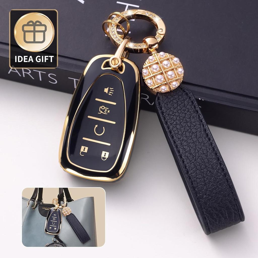 Подходит для чехла для ключей Toyota, с кожаным ремешком, защитной пленкой для ключей для Toyota Camry RAV4 Highlander Avalon C-HR Prius Corolla GT86, смарт-ключа