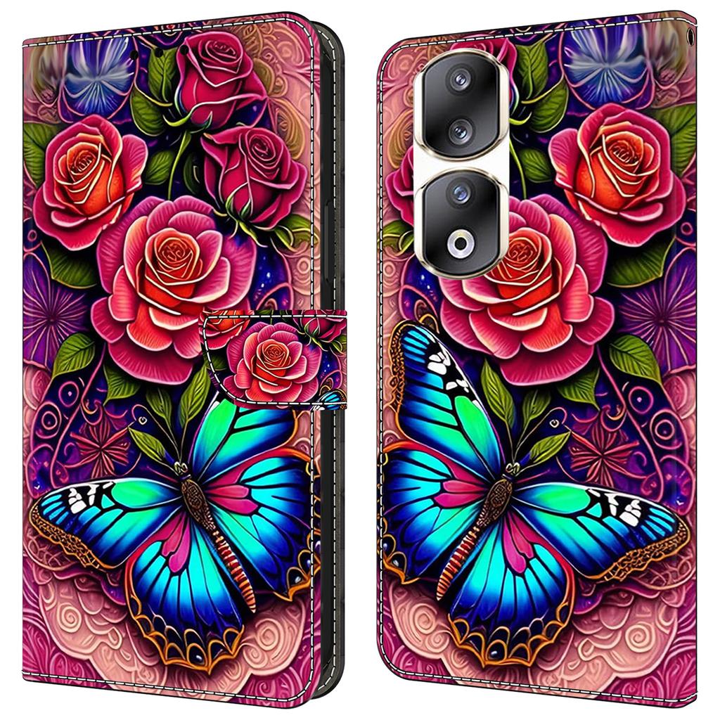 For Honor 90 Pro Case PU Leather Card Slots Phone Back Cover Pattern Printing Design