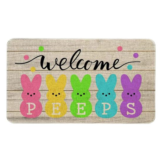 Декоративный напольный коврик с изображением пасхального кролика, влагостойкий нескользящий моющийся приветственный коврик для передней двери
