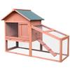 2 Tier Rabbit Hutch Outdoor Guinea Pig Hutch Solid Wood Bunny House Water Resistant Asphalt Roof Ramp Sliding Tray 144 X 64.5 X 100cm