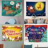 Cartoon Santa Claus Pattern Tapestry Home Bedroom Living Room Wall Decoration Christmas Theme Tapestry