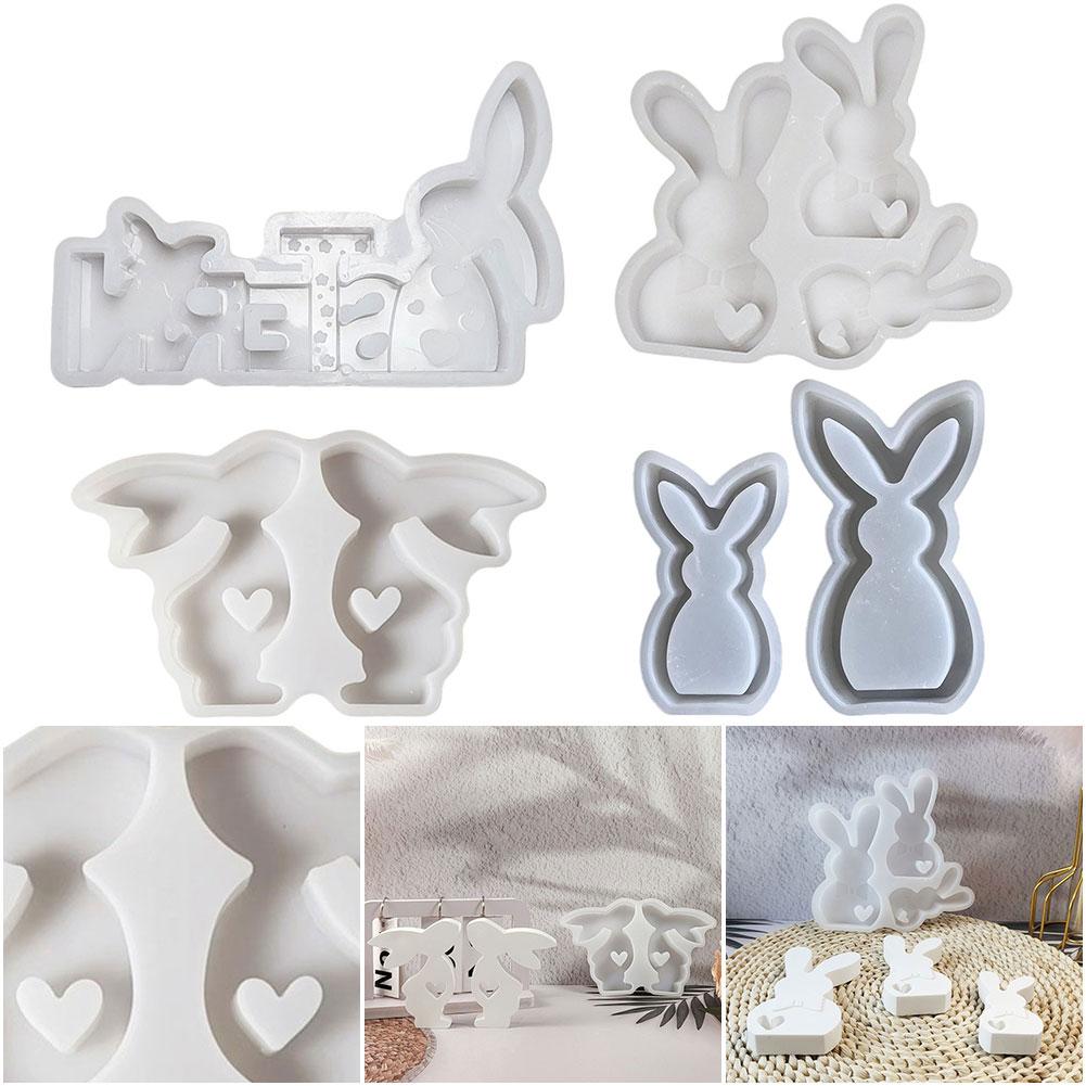 DIY Easter Bunny Silicone Mold Cute Rabbit Concrete Molds Gypsum Molds for Easter Decor