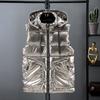 Women Winter Down Cotton Vest Shiny Mid-waistcoat Warm Vest Coat
