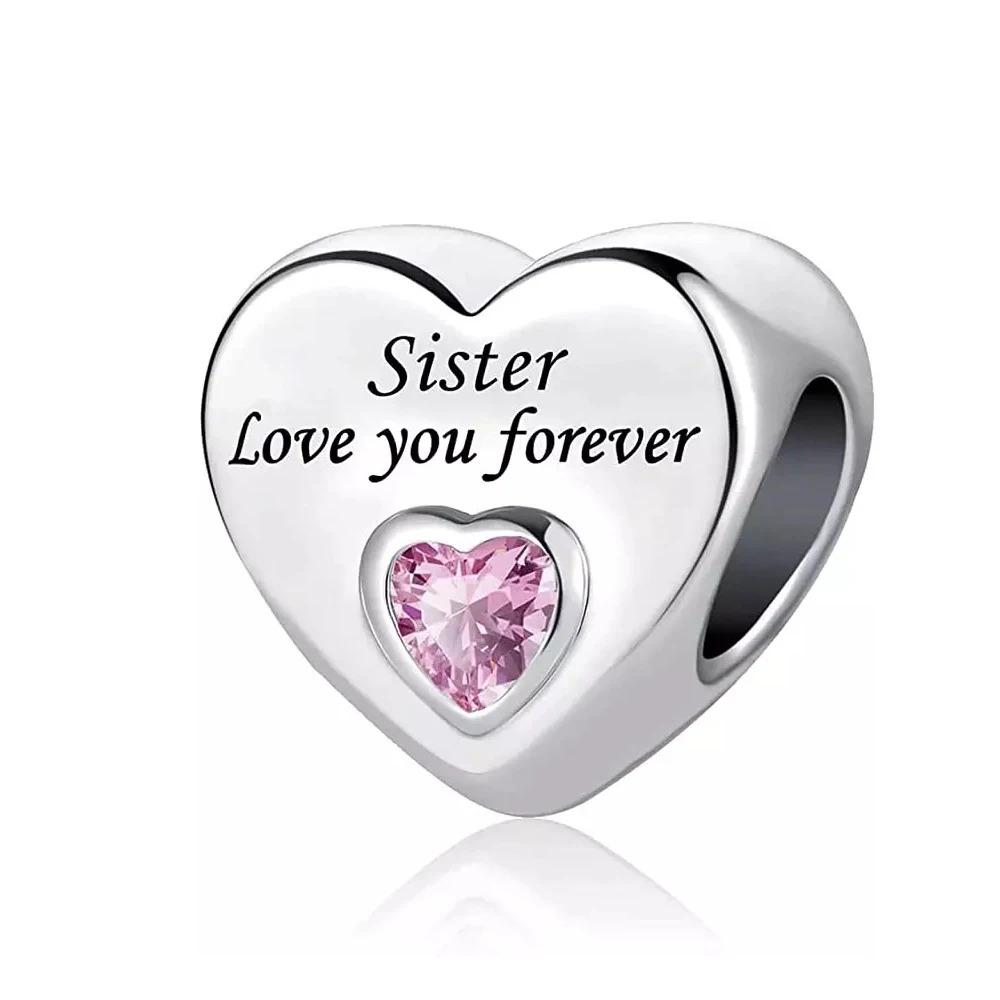 925 Silver Heart Series Four Leaf Clover Charms DIY Bracelet Necklace Jewelry Gift for Women Sister Friendship